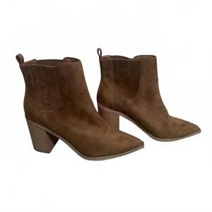 Lmily Bela Brown Suede Fall Heeled Boho Chic Boots Womens size 9.5